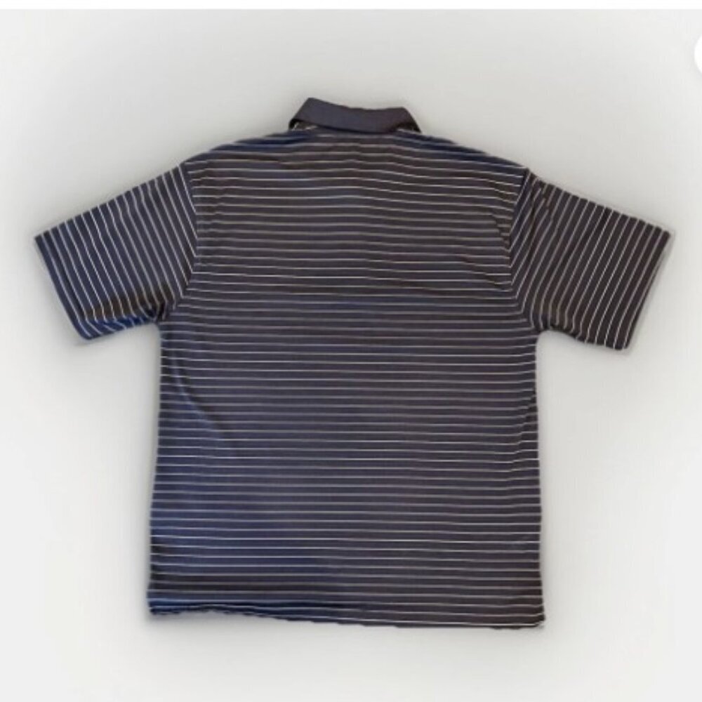 PGA TOUR Men's Blue with White Pinstripes Golf Polo Shirt Size Large Polyester - Picture 3 of 6
